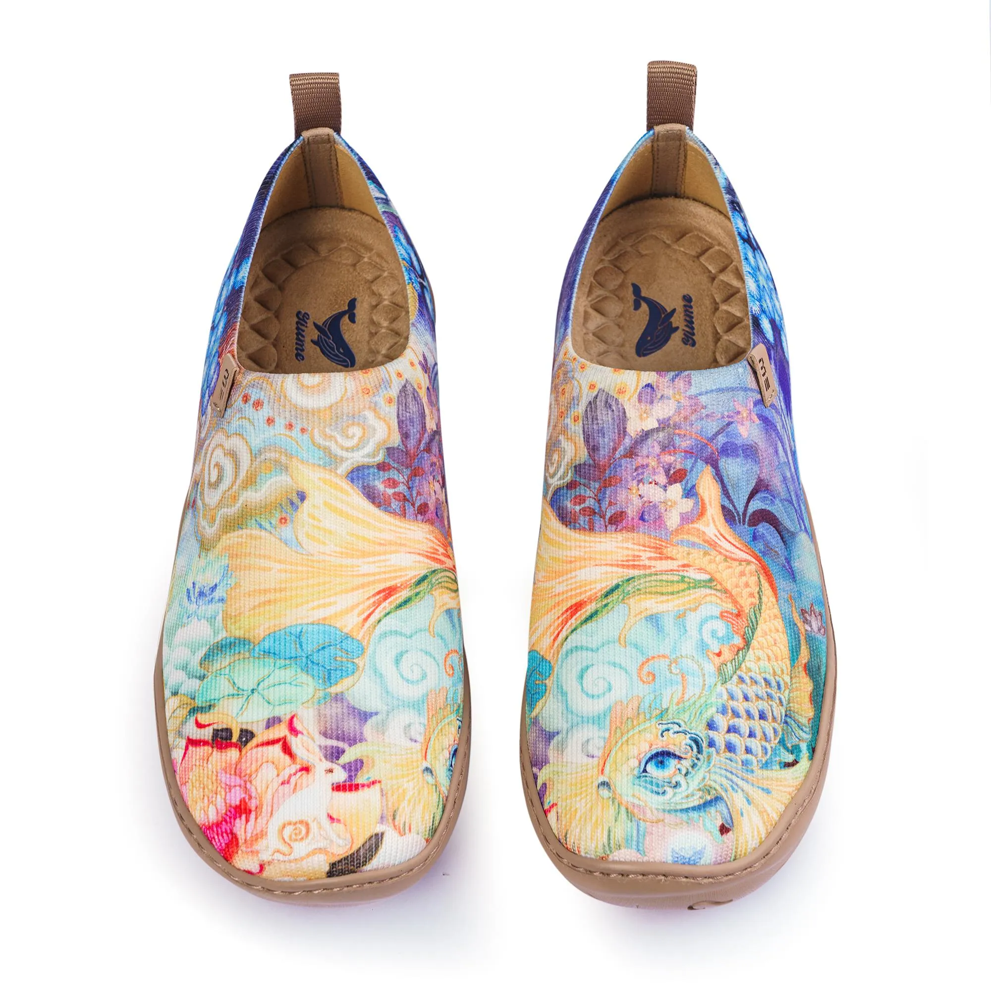 Cloud-Drifting Koi Women's Slip-On Shoes Painted Canvas Sneakers Cloud Drifting Koi sold by Yiume