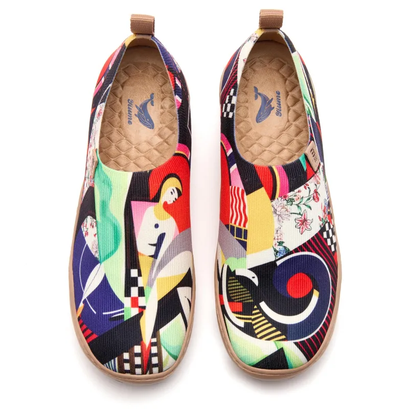 Abstract Portrait Art Women's Slip-On Shoes Painted Canvas Sneakers Abstract Portrait Painting sold by Yiume