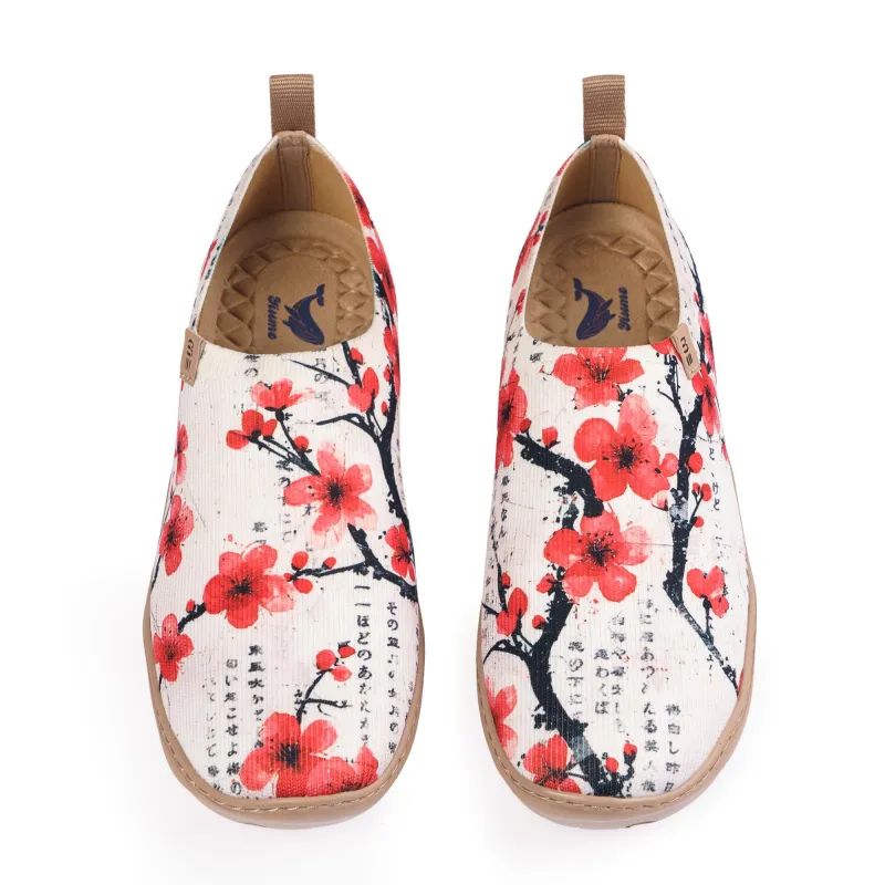 Yiume Women's Art Slip-On Shoes Comfortable Breathable Knit Casual Poetic Plum Blossom Footwear Stylish sold by Yiume