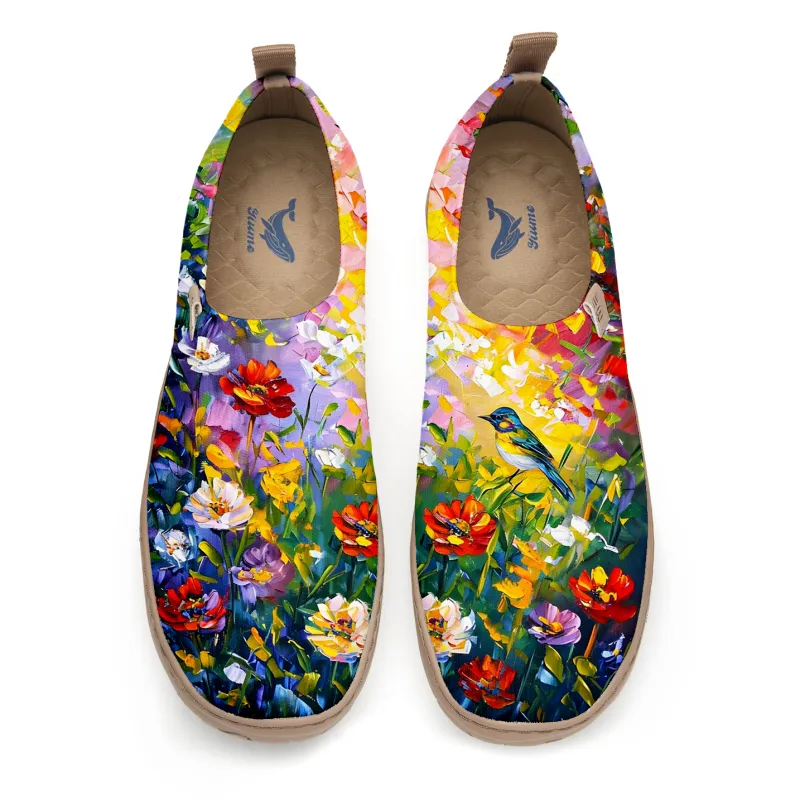 Oil Painting Birds And Flowers Blue Women's Shoes Floral Blue Shoes sold by Yiume