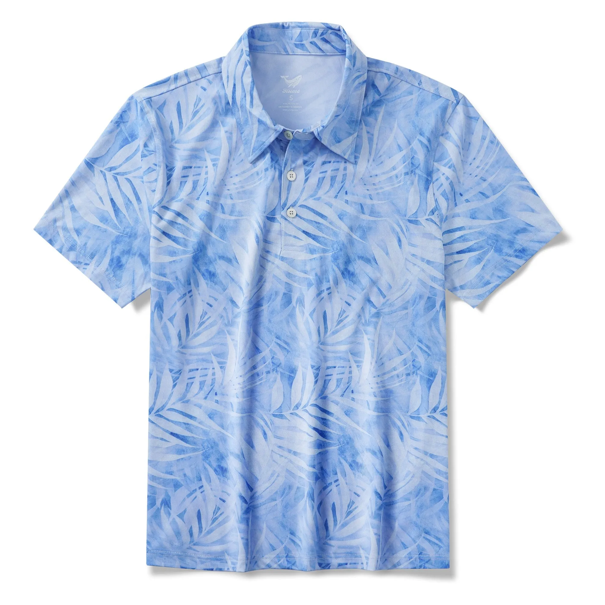 Men's Hawaiian Polo Shirt Short Sleeve 83% Recycled polyester 17% Spandex Blue Aloha Tropical Dream sold by Yiume