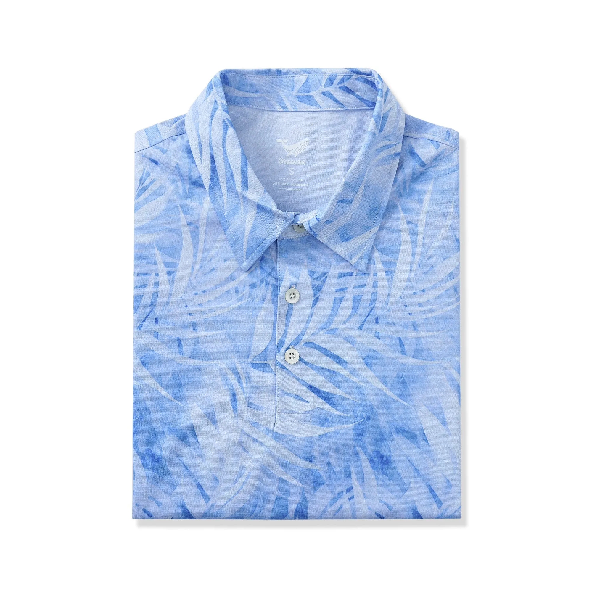 Men's Hawaiian Polo Shirt Short Sleeve 83% Recycled polyester 17% Spandex Blue Aloha Tropical Dream sold by Yiume product image thumbnail 2