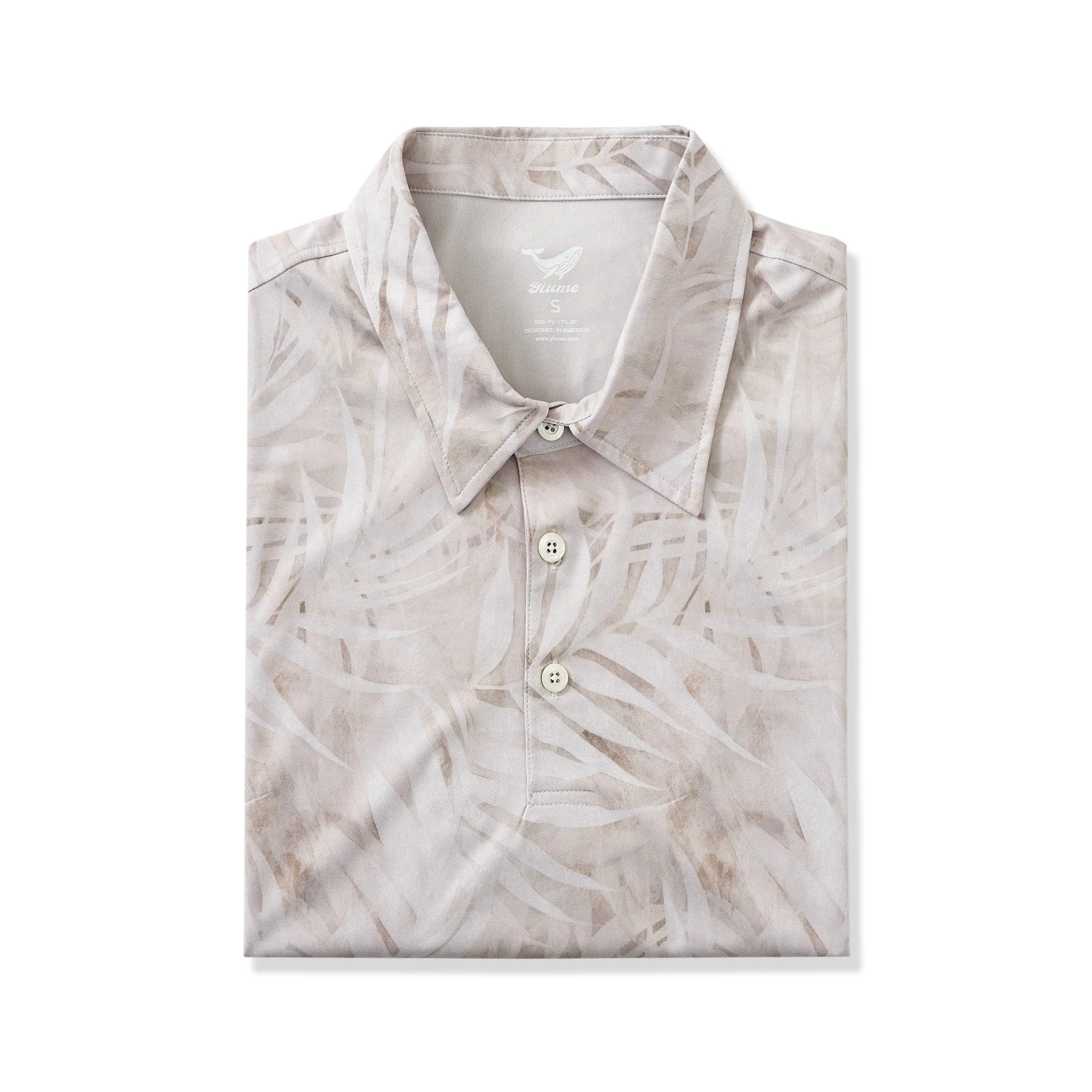 Men's Hawaiian Polo Shirt Short Sleeve 83% Recycled polyester 17% Spandex White Aloha Leaf Melody sold by Yiume product image thumbnail 2