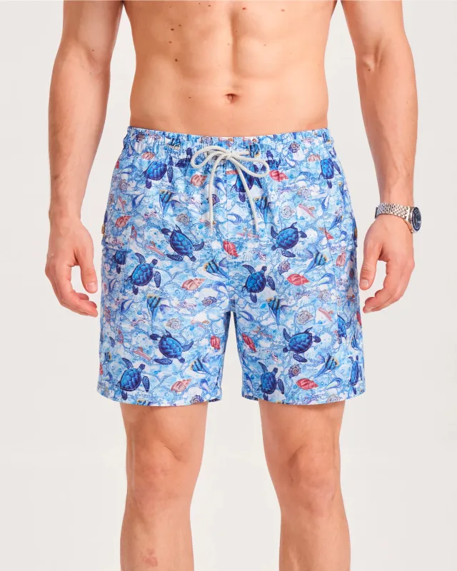 6-Inch Shorts For Men 100% Polyester Wandering Sea Turtle Casual Printed Shorts Beach Shorts 6-inch Casual Printed Shorts - Wandering Sea Turtle sold by Yiume