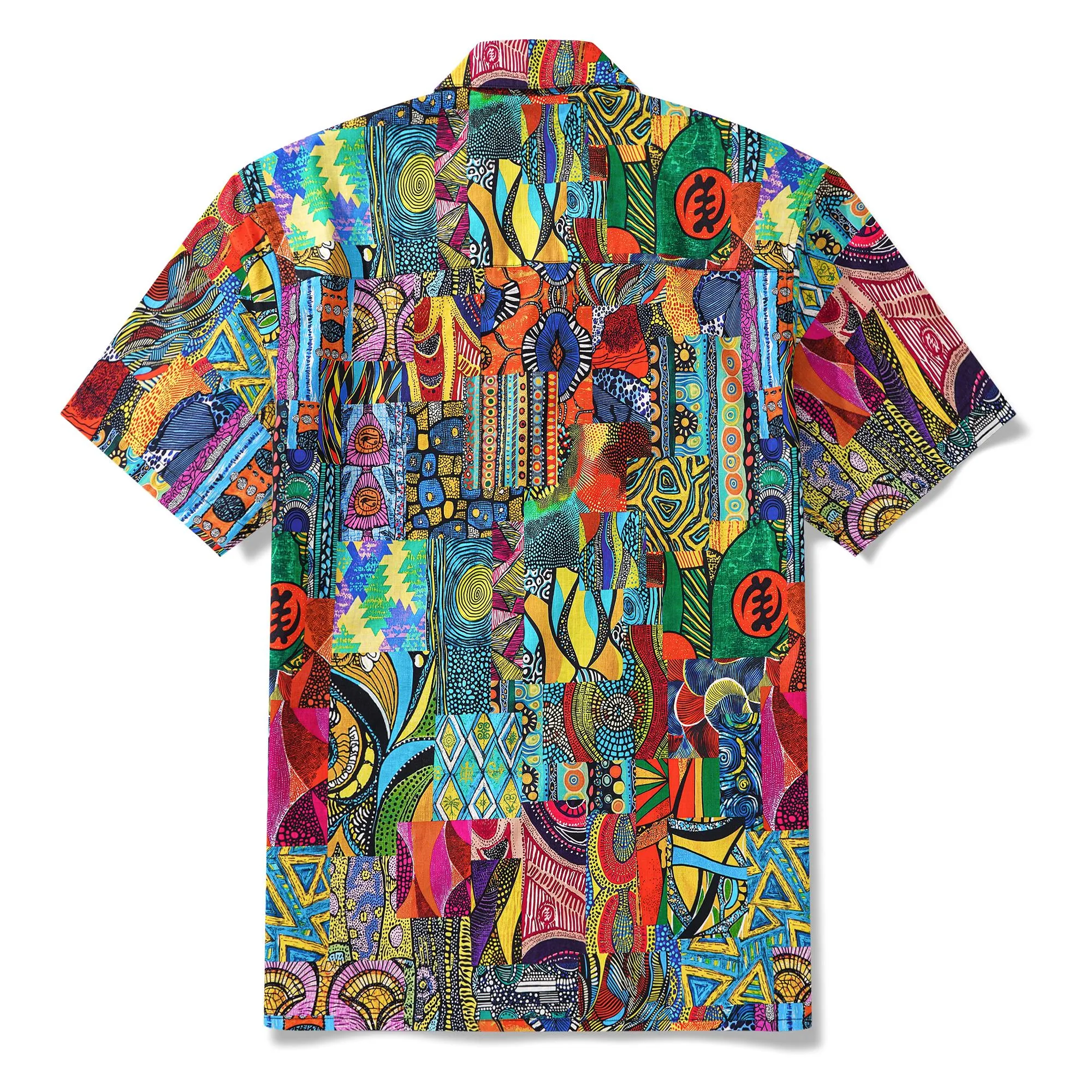 Men's Hawaiian Shirt African Print Shirt 100% Cotton Short Sleeve Camp Collar Aloha Shirt sold by Yiume product image thumbnail 3
