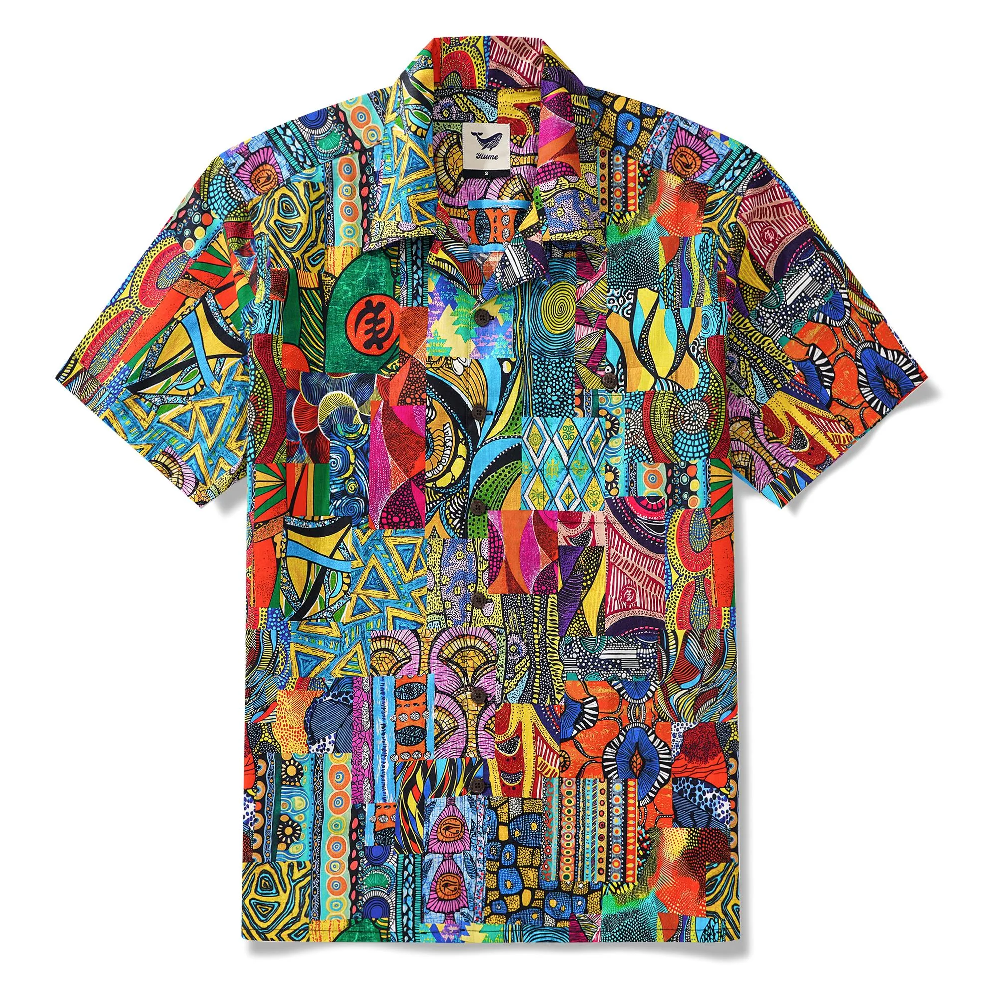 Men's Hawaiian Shirt African Print Shirt 100% Cotton Short Sleeve Camp Collar Aloha Shirt sold by Yiume