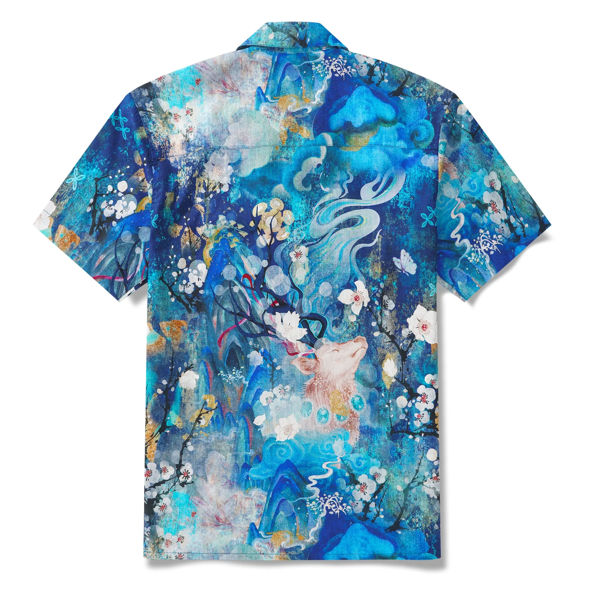 Men's Hawaiian Shirt Short Sleeve Camp Collar 100% Cotton Aloha Enchanted Stag sold by Yiume product image thumbnail 3