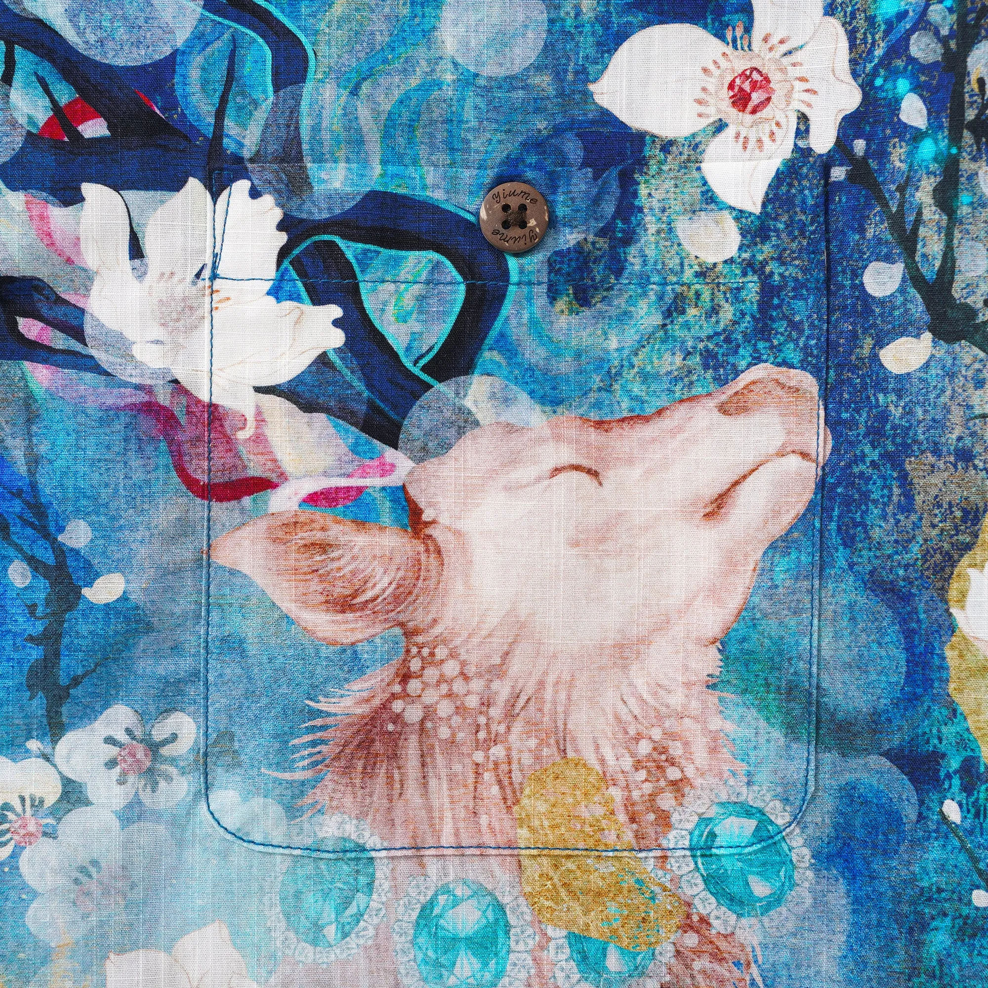 Men's Hawaiian Shirt Short Sleeve Camp Collar 100% Cotton Aloha Enchanted Stag sold by Yiume product image thumbnail 4