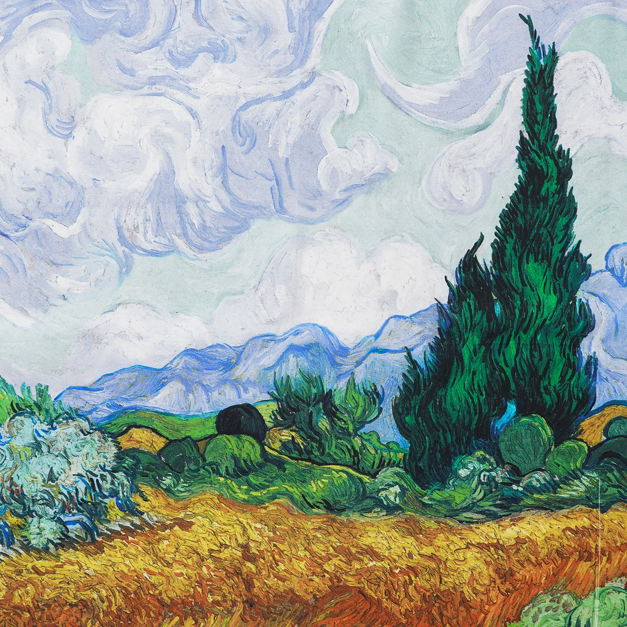 Floral Square Scarf 100% Mulberry Silk Wheat Fields in Azure Harmony Wheat Fields In Azure Harmony 100% Silk 53*53cm sold by Yiume product image thumbnail 3