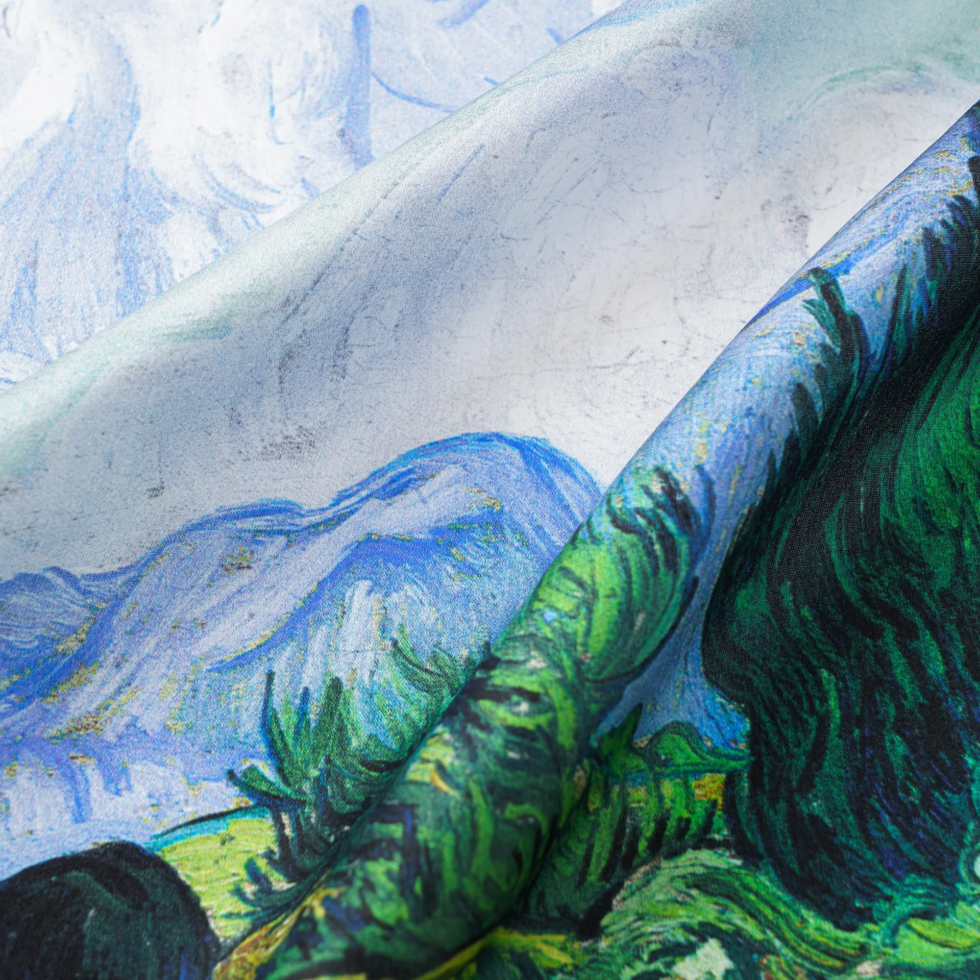 Floral Square Scarf 100% Mulberry Silk Wheat Fields in Azure Harmony Wheat Fields In Azure Harmony 100% Silk 53*53cm sold by Yiume product image thumbnail 4