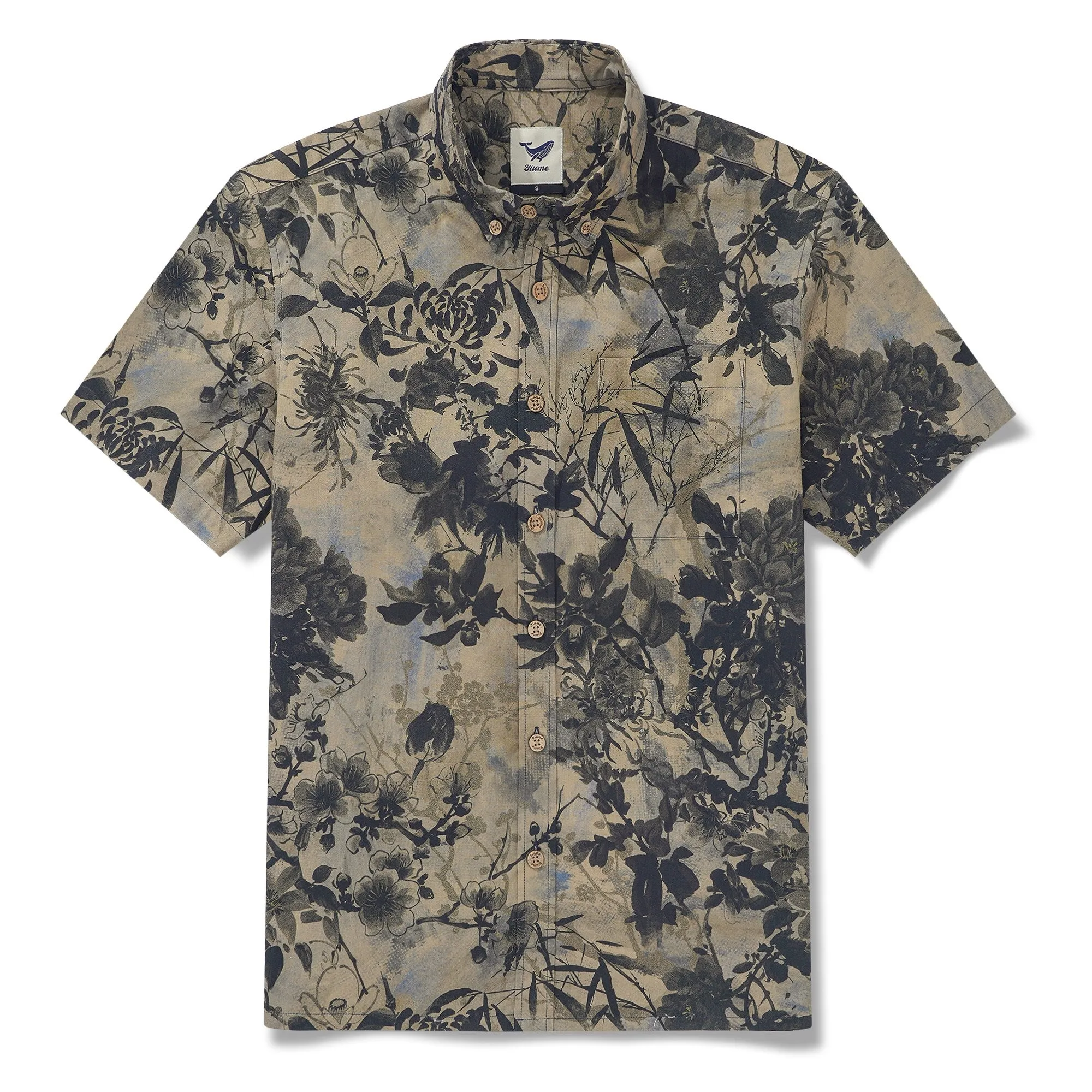 Men's Hawaiian Shirt Short Sleeve Button-down 100% Cotton Brown Aloha Shirt sold by Yiume product image thumbnail 4
