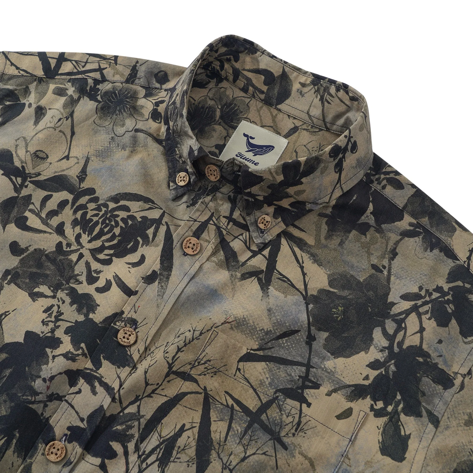 Men's Hawaiian Shirt Short Sleeve Button-down 100% Cotton Brown Aloha Shirt sold by Yiume product image thumbnail 5