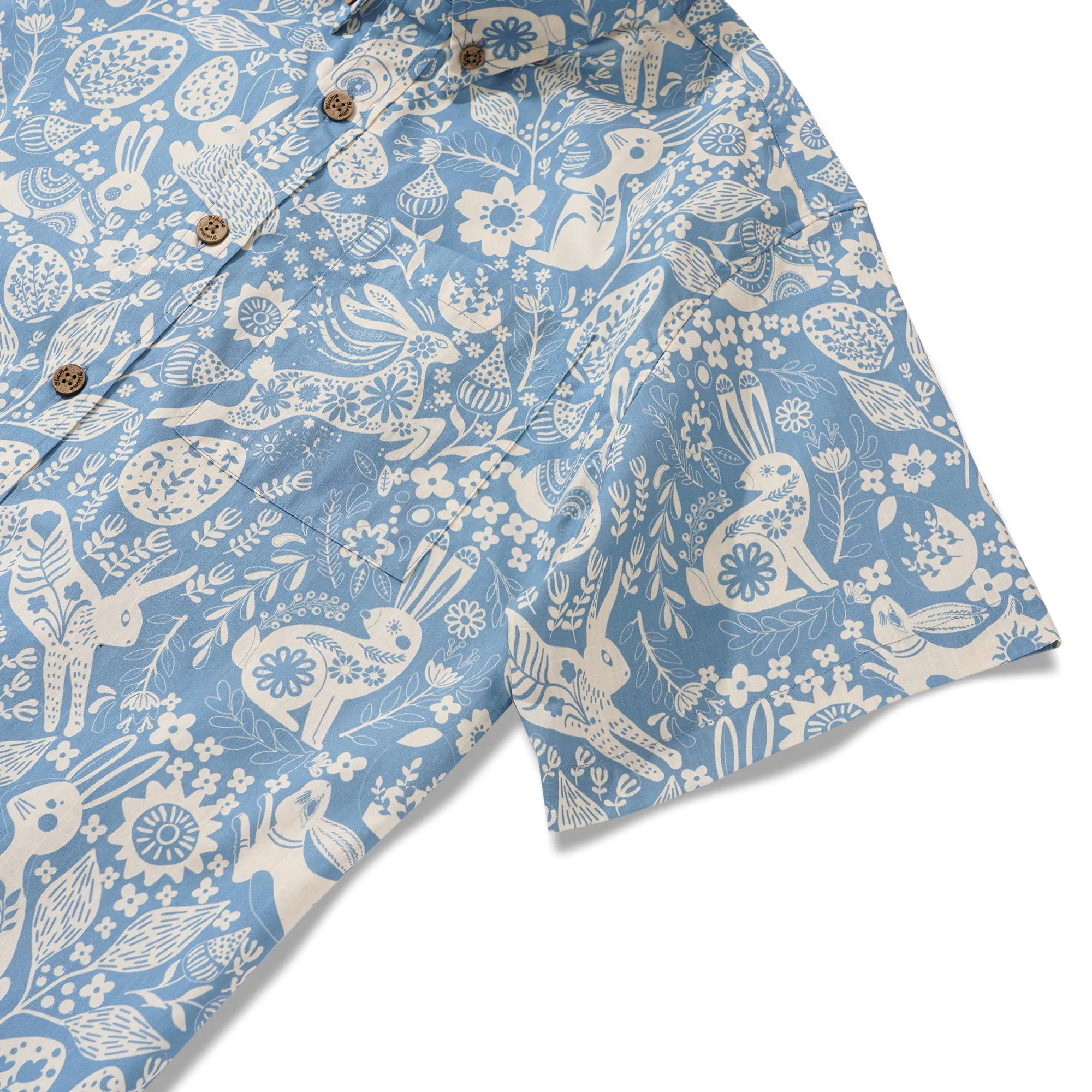 Easter Day Gift Men's Hawaiian Shirt Short Sleeve Button-down 100% Cotton Blue Aloha Spring Revival sold by Yiume product image thumbnail 5