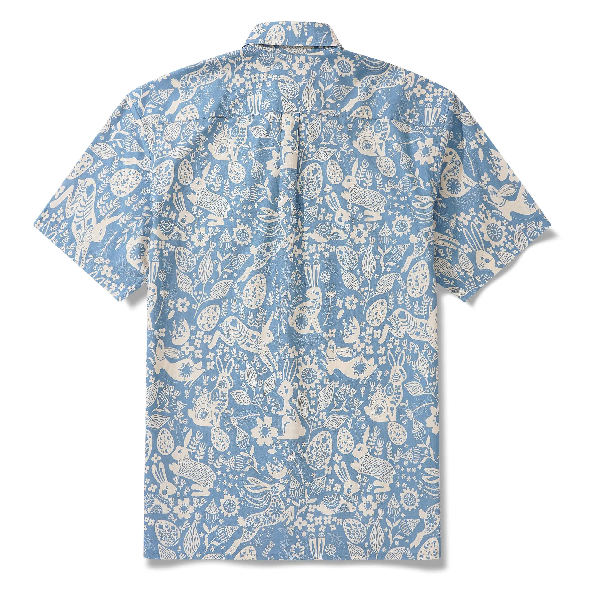Easter Day Gift Men's Hawaiian Shirt Short Sleeve Button-down 100% Cotton Blue Aloha Spring Revival sold by Yiume product image thumbnail 4