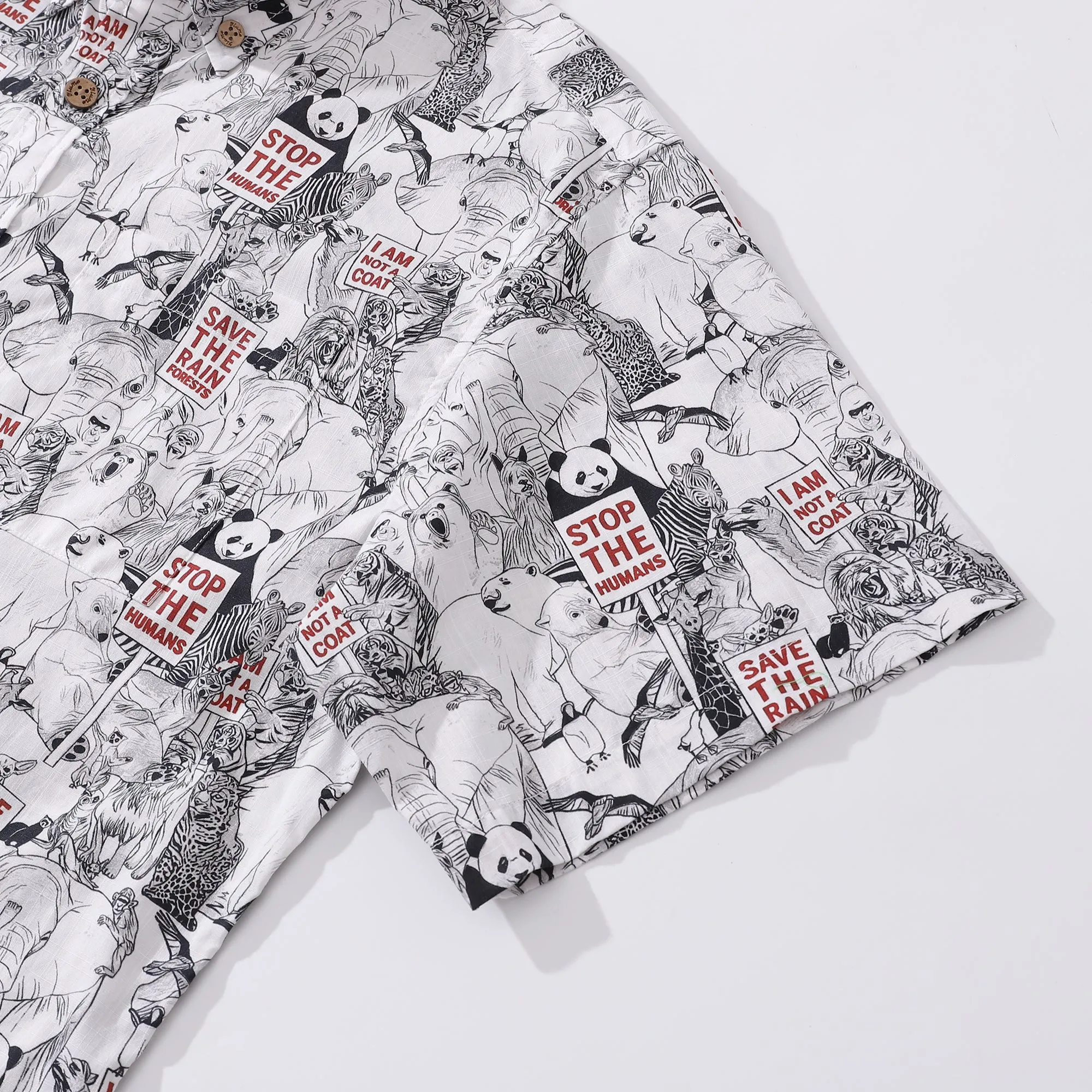 Men's Hawaiian Shirt Save the Animals Earth Day Shirt Cotton Short Sleeve Aloha Shirt sold by Yiume product image thumbnail 4