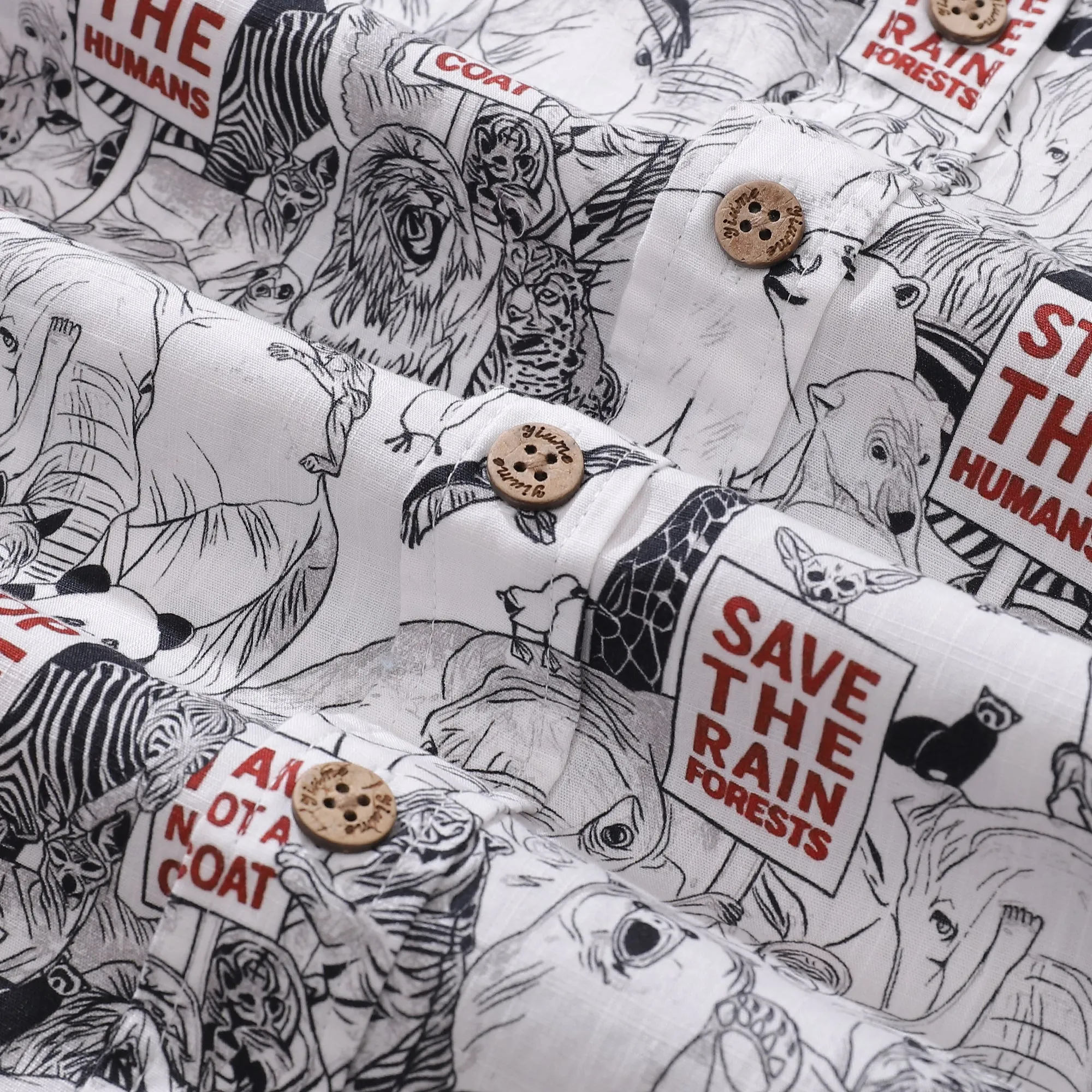 Men's Hawaiian Shirt Save the Animals Earth Day Shirt Cotton Short Sleeve Aloha Shirt sold by Yiume product image thumbnail 5