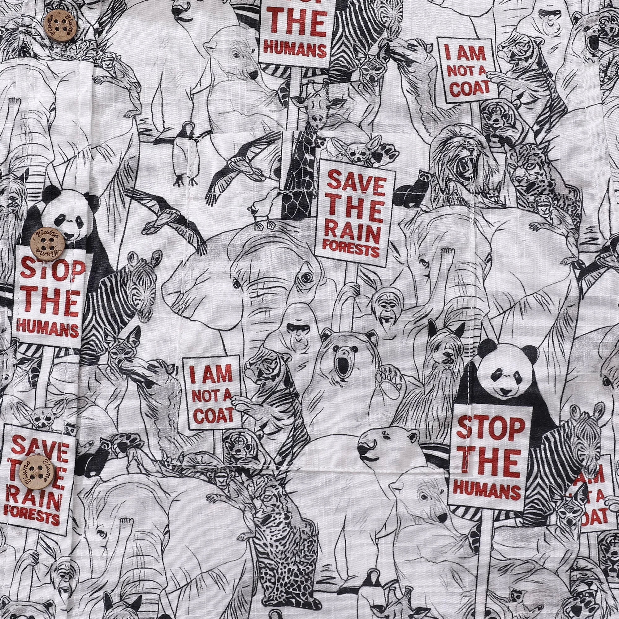 Men's Hawaiian Shirt Save the Animals Earth Day Shirt Cotton Short Sleeve Aloha Shirt sold by Yiume product image thumbnail 3