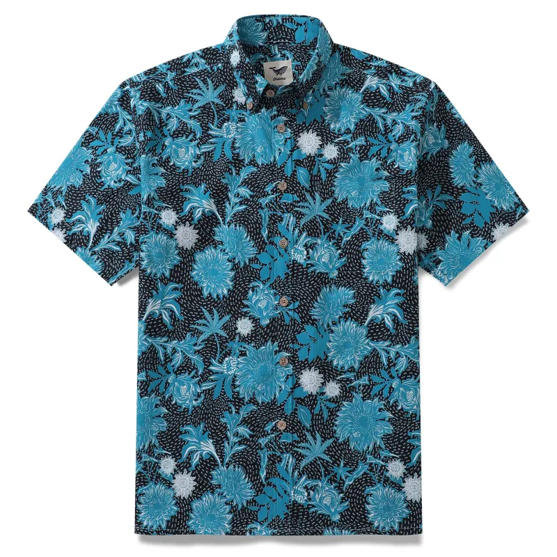 Hawaiian Shirt For Men Sunflower Sea Button-down Shirt Short Sleeve 100% Cotton Shirt sold by Yiume