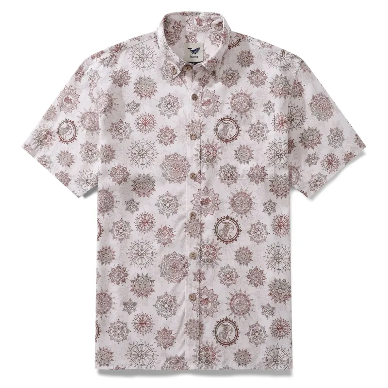 Men's Hawaiian Shirt Virgo Print Tencel™ Button-down Short Sleeve Aloha Shirt sold by Yiume