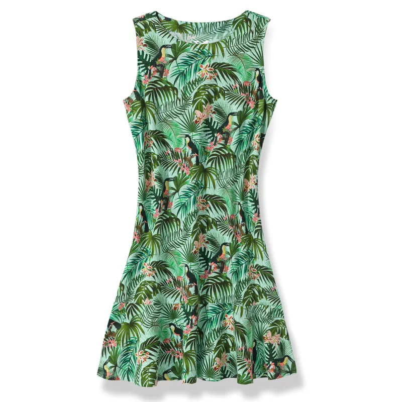 Hawaiian Dress For Women Tropical Vacation Toucan Flounce Dress sold by Yiume