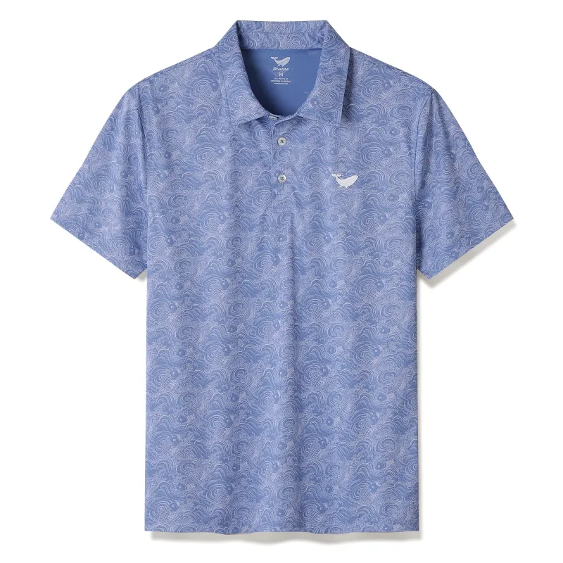 Men's Hawaiian Traditional Koi Carp Print Short Sleeve Polo Shirt Koi Carp Polo sold by Yiume