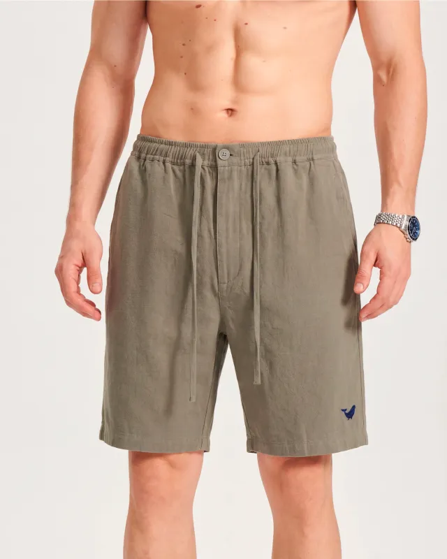 Mens Linen Shorts Mid-Rise Straight Bermuda 8-10 Inch 5-Pocket Shorts - ARMY GREEN Version 3.0 5-pocket - Army Green Version 3.0 sold by Yiume