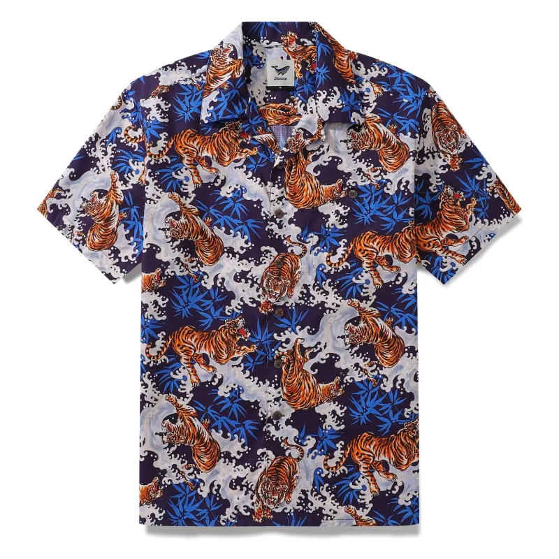 Hawaiian Shirt For Men King of the Jungle Shirt Camp Collar 100% Cotton sold by Yiume