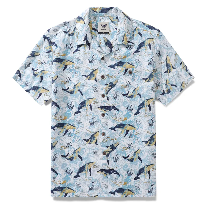 Tencel Hawaiian Shirt For Men Pisces Oceanic Camp Collar Shirt sold by Yiume