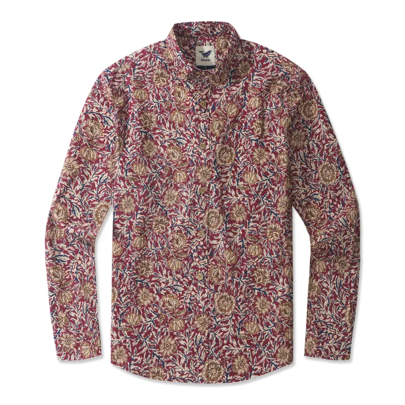 Wildflower Seas By Susie - Hawaiian-Inspired Artisanal Shirts 100% Cotton Men's Aloha Hawaiian Long Sleeve Button-down Shirt sold by Yiume
