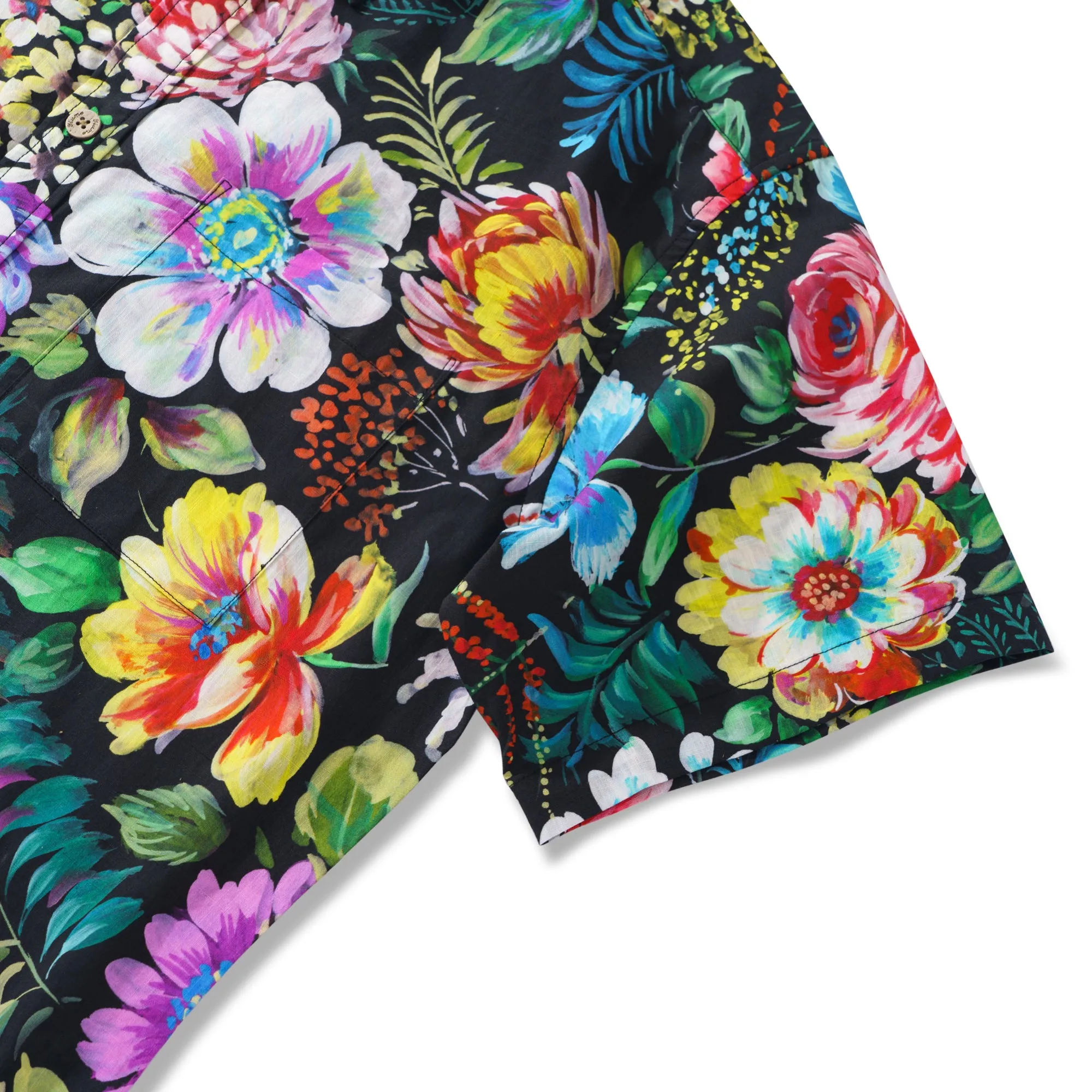 Men's Floral Hawaiian Shirt 100% Cotton Black Aloha Short Sleeve Button-down Shirt Midnight Blossom By Manish Prajapati sold by Yiume product image thumbnail 5