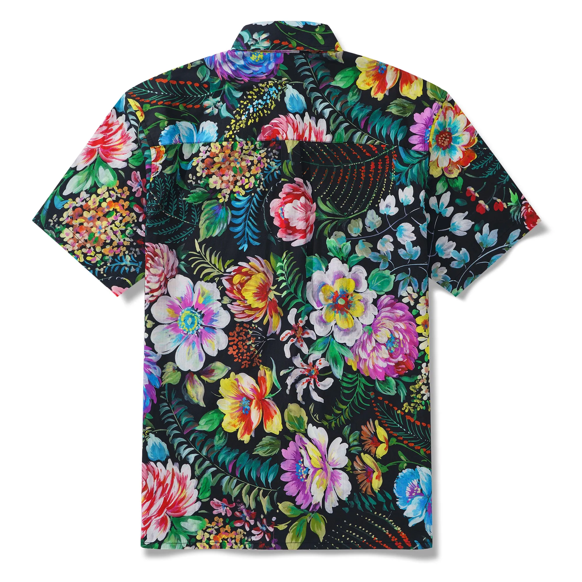 Men's Floral Hawaiian Shirt 100% Cotton Black Aloha Short Sleeve Button-down Shirt Midnight Blossom By Manish Prajapati sold by Yiume product image thumbnail 2