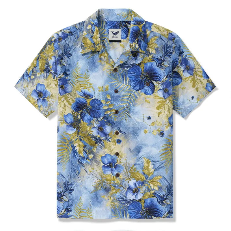100% Cotton Hawaiian Shirt For Men A Tapestry of Nature's Splendor Camp Collar Aloha Shirt sold by Yiume
