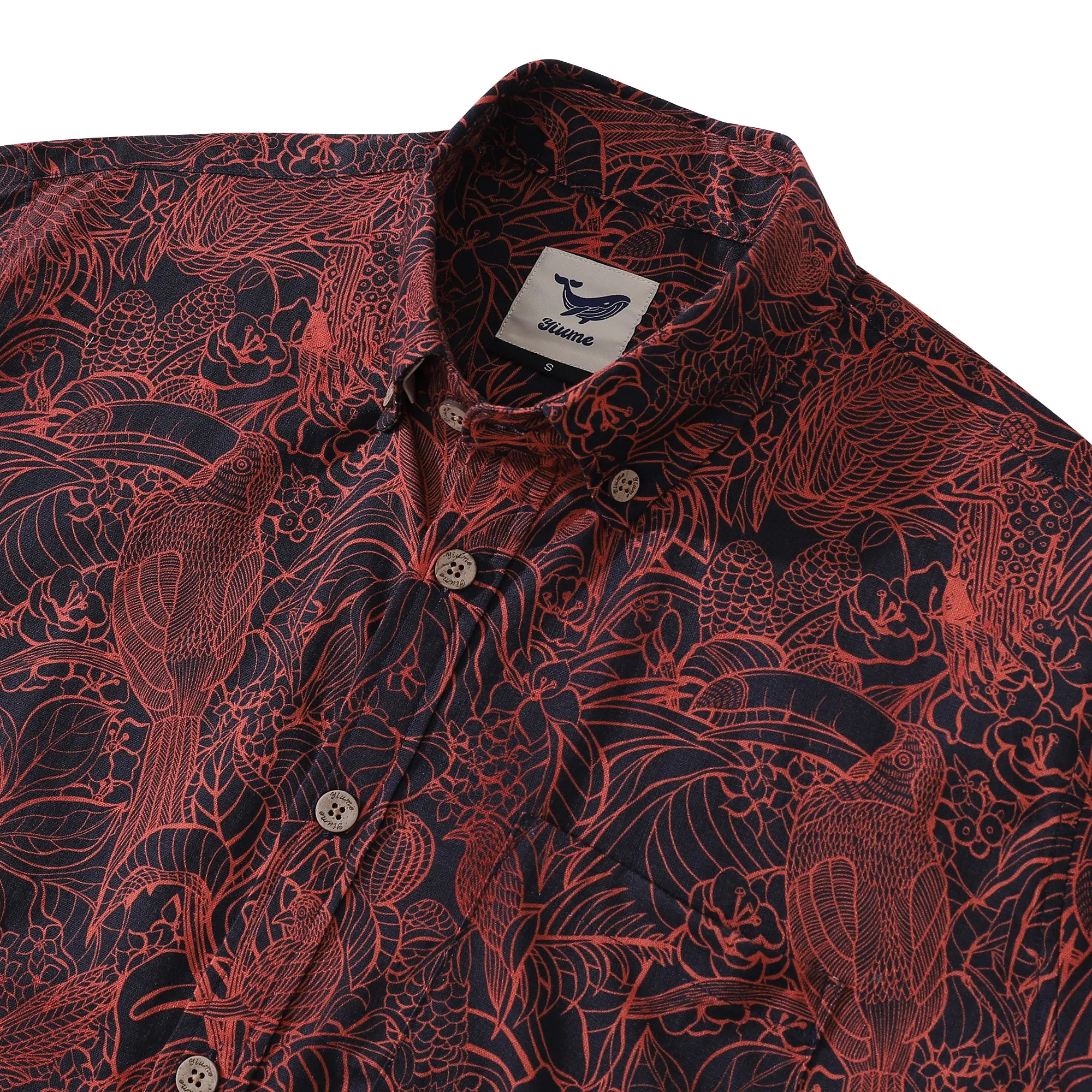 Long Sleeve Hawaiian Shirt For Men The World of Birds Cotton Button-down Aloha Shirt sold by Yiume product image thumbnail 3