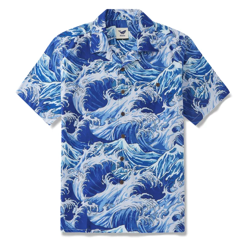 100% Cotton Hawaiian Shirt For Men Ocean Life Camp Collar Shirt sold by Yiume