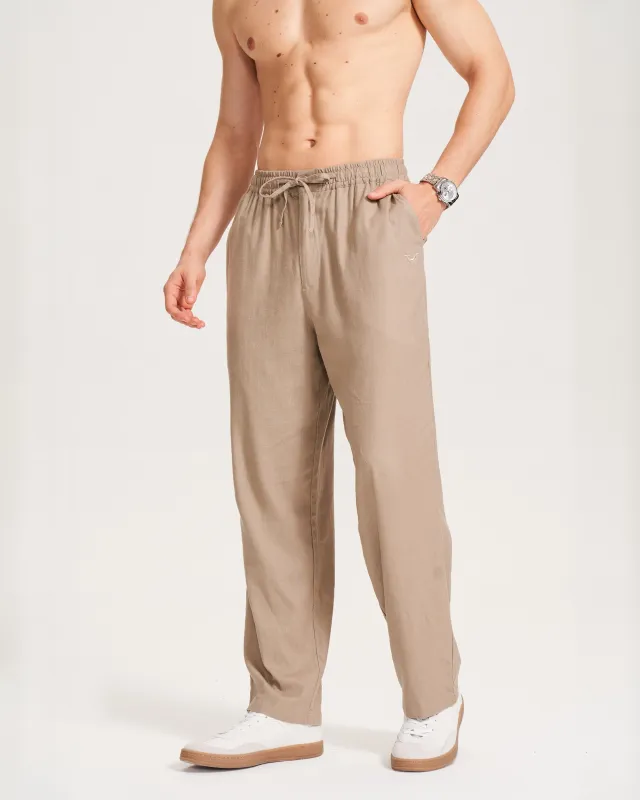 Linen Pant For Men Versatile Linen 5-Pocket Long Pants (Brown) 5-pocket Long Pants - Brown sold by Yiume