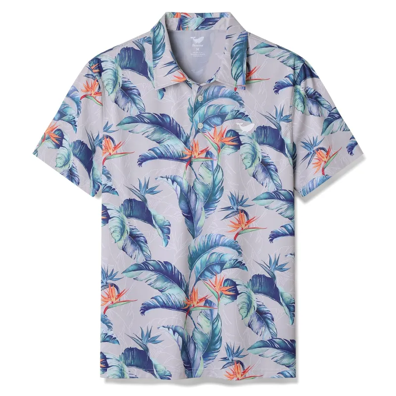 Men's Hawaiian Fantasy of the Paradise Bird Print Short Sleeve Polo Shirt Fantasy Of The Paradise Bird Polo sold by Yiume