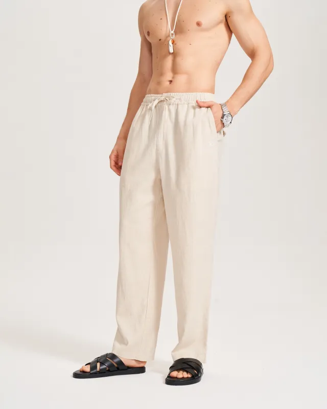 Linen Pant For Men Versatile Linen 5-Pocket Long Pants （Flaxen） Boracay 5-pocket Linen Pants sold by Yiume