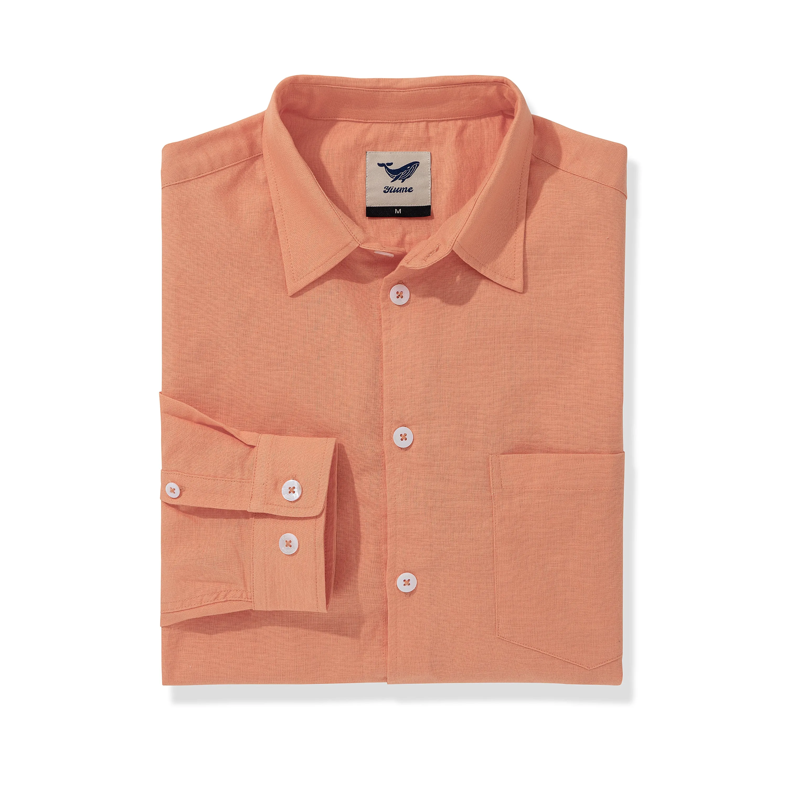 Hawaiian Shirt For Men Riviera Holiday Pointed Collar Long Sleeve Shirt - Light Orange Riviera Holiday - Light Orange sold by Yiume product image thumbnail 2