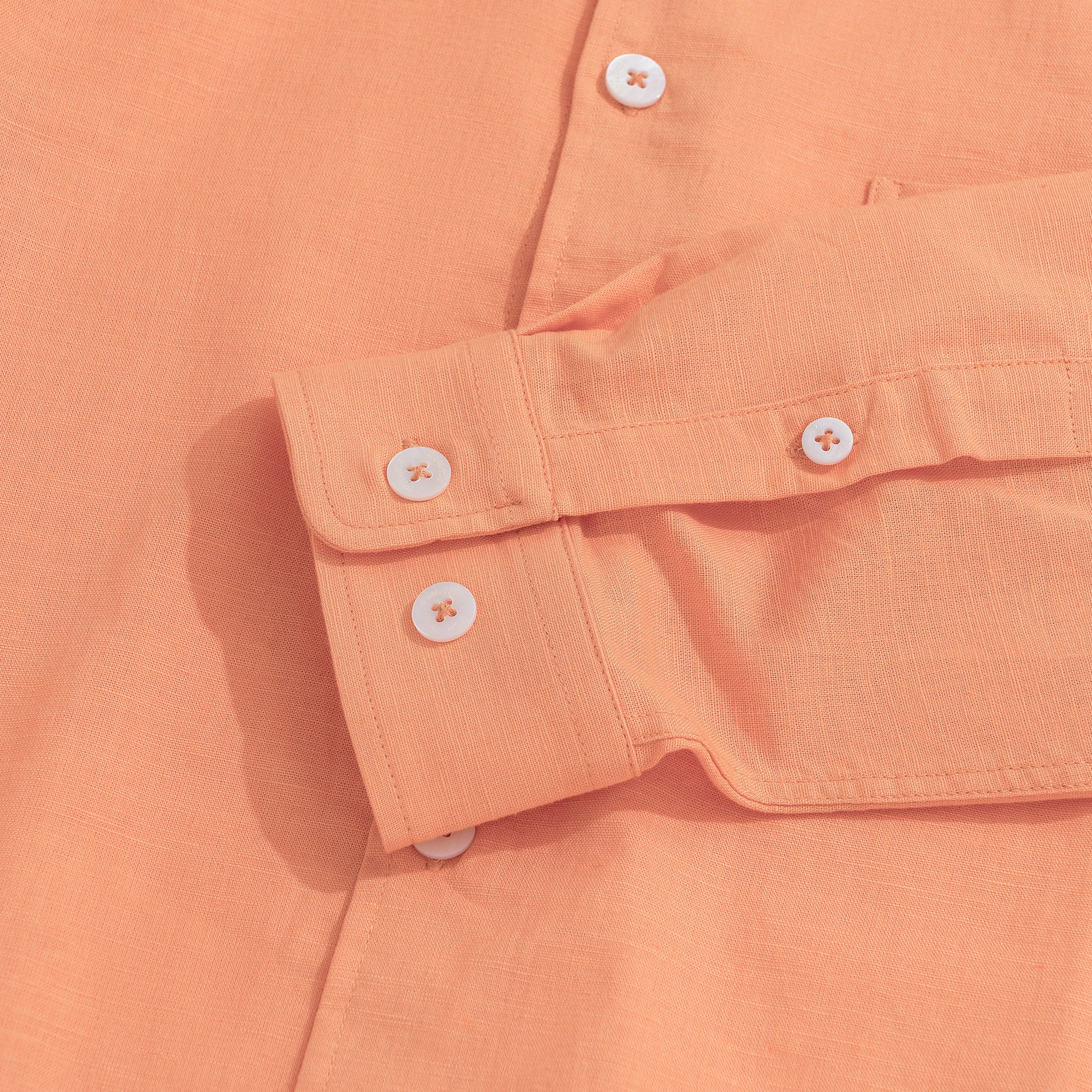 Hawaiian Shirt For Men Riviera Holiday Pointed Collar Long Sleeve Shirt - Light Orange Riviera Holiday - Light Orange sold by Yiume product image thumbnail 5