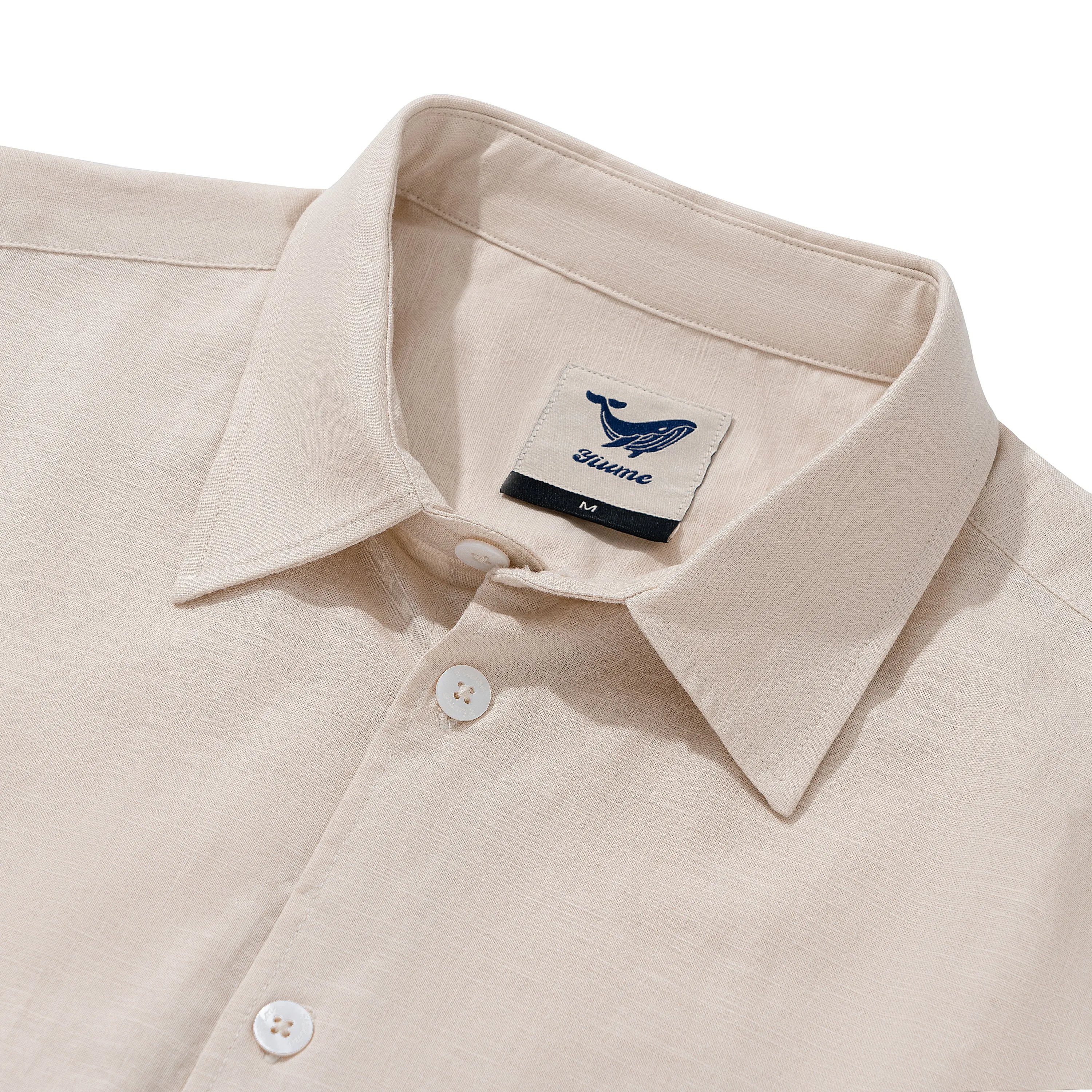 Hawaiian Shirt For Men Riviera Holiday Pointed Collar Long Sleeve Shirt - Light Khaki Riviera Holiday - Light Khaki sold by Yiume product image thumbnail 3