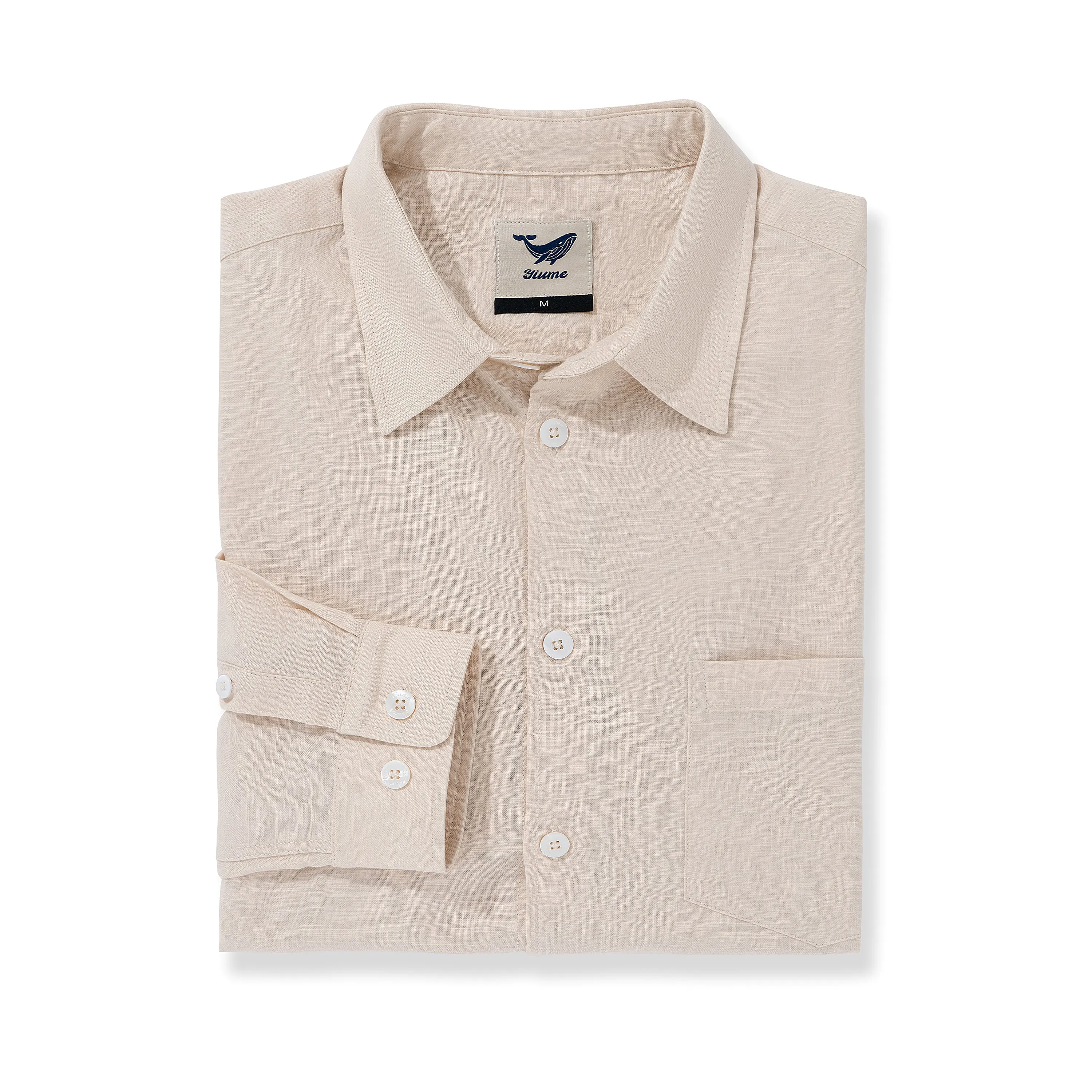 Hawaiian Shirt For Men Riviera Holiday Pointed Collar Long Sleeve Shirt - Light Khaki Riviera Holiday - Light Khaki sold by Yiume product image thumbnail 2