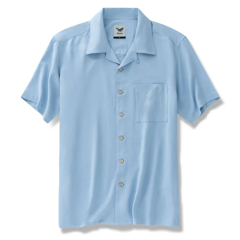 Hawaiian Shirt For Men Silk Jacquard Camp Collar - Lake Blue Silk Jacquard - Lake Blue sold by Yiume