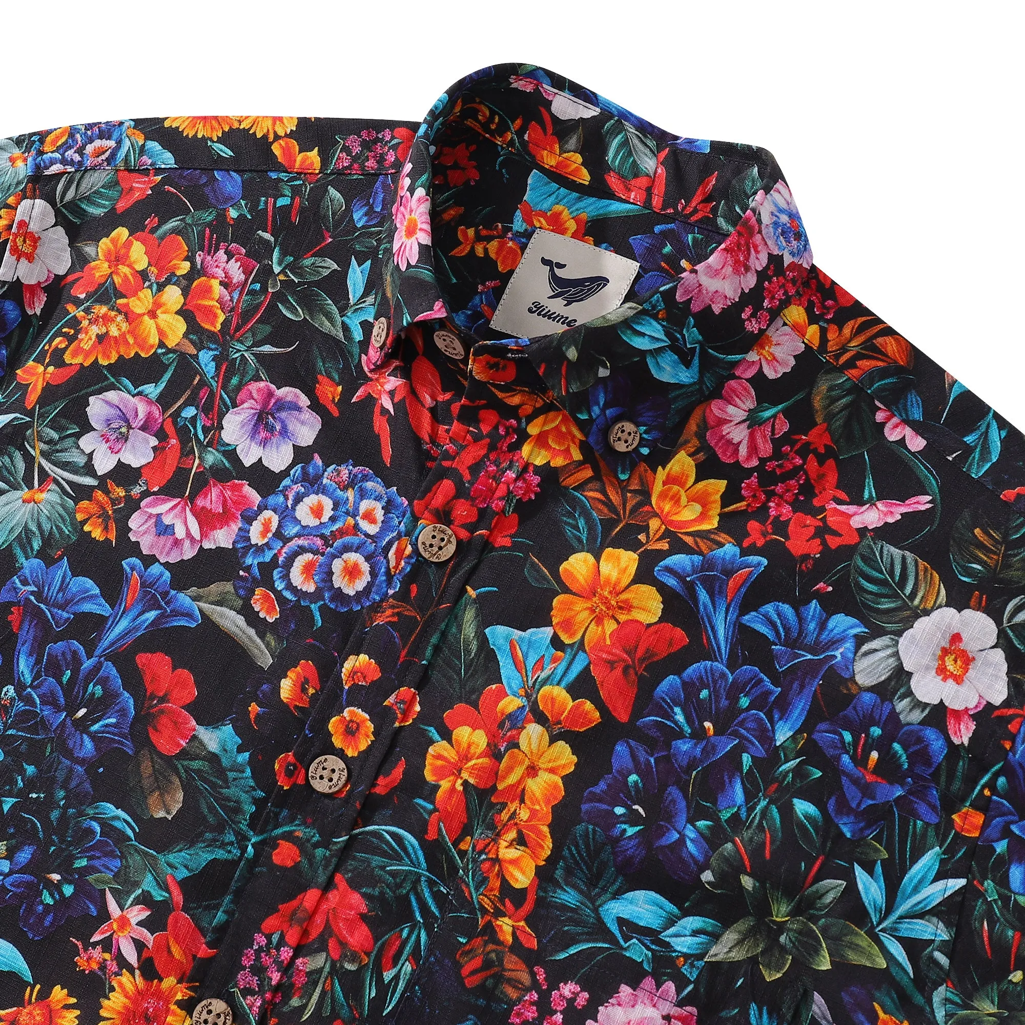 Long Sleeve Hawaiian Shirt For Men Colorful Garden Cotton Button-down Aloha Shirt sold by Yiume product image thumbnail 3