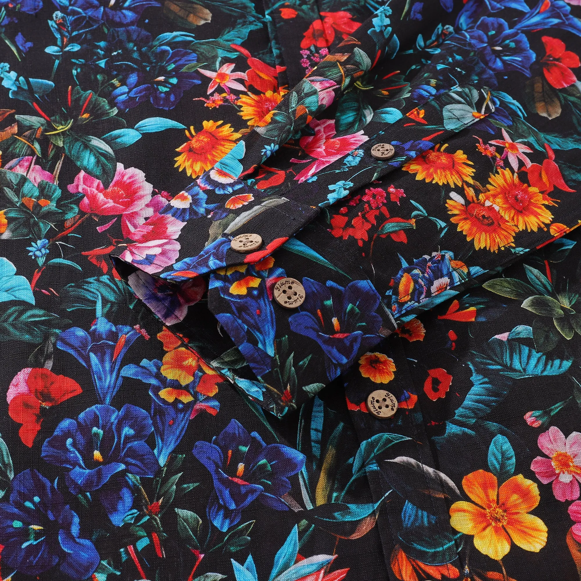 Long Sleeve Hawaiian Shirt For Men Colorful Garden Cotton Button-down Aloha Shirt sold by Yiume product image thumbnail 4