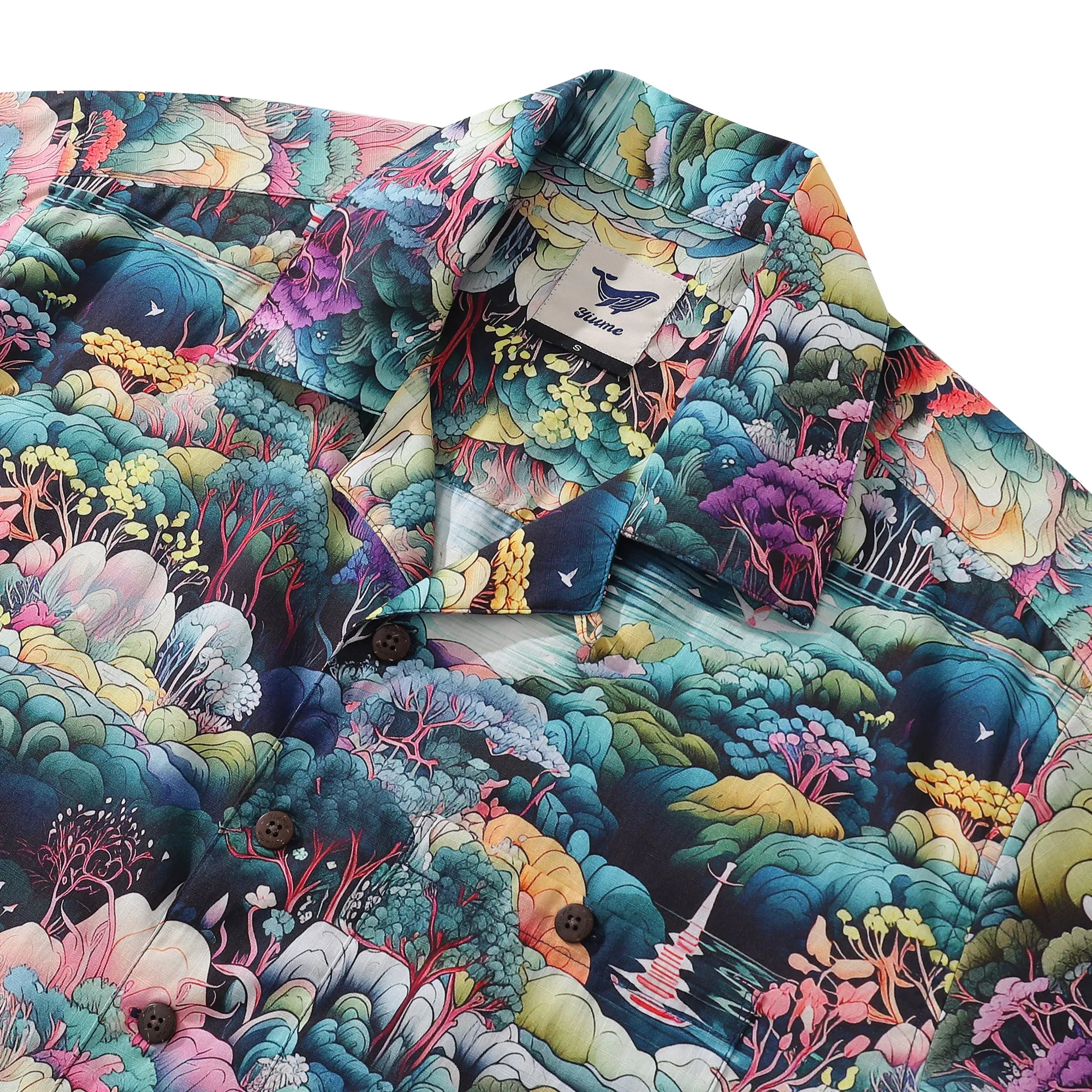 Hawaiian Shirt For Men Secret Garden Shirt Camp Collar 100% Cotton sold by Yiume product image thumbnail 2