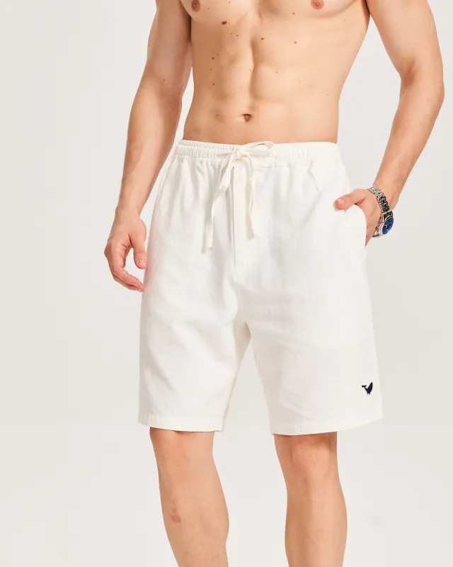 Mens Linen Shorts Mid-Rise Straight Bermuda 8-10 Inch 5-Pocket Shorts - WHITE Version 3.0 5-pocket - White Version 3.0 sold by Yiume