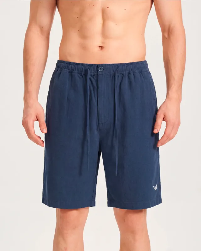 Linen Shorts For Men Mid-Rise Straight Bermuda 8-10 Inch 5-Pocket Shorts - NAVY BLUE Version 3.0 5-pocket - Navy Blue Version 3.0 sold by Yiume