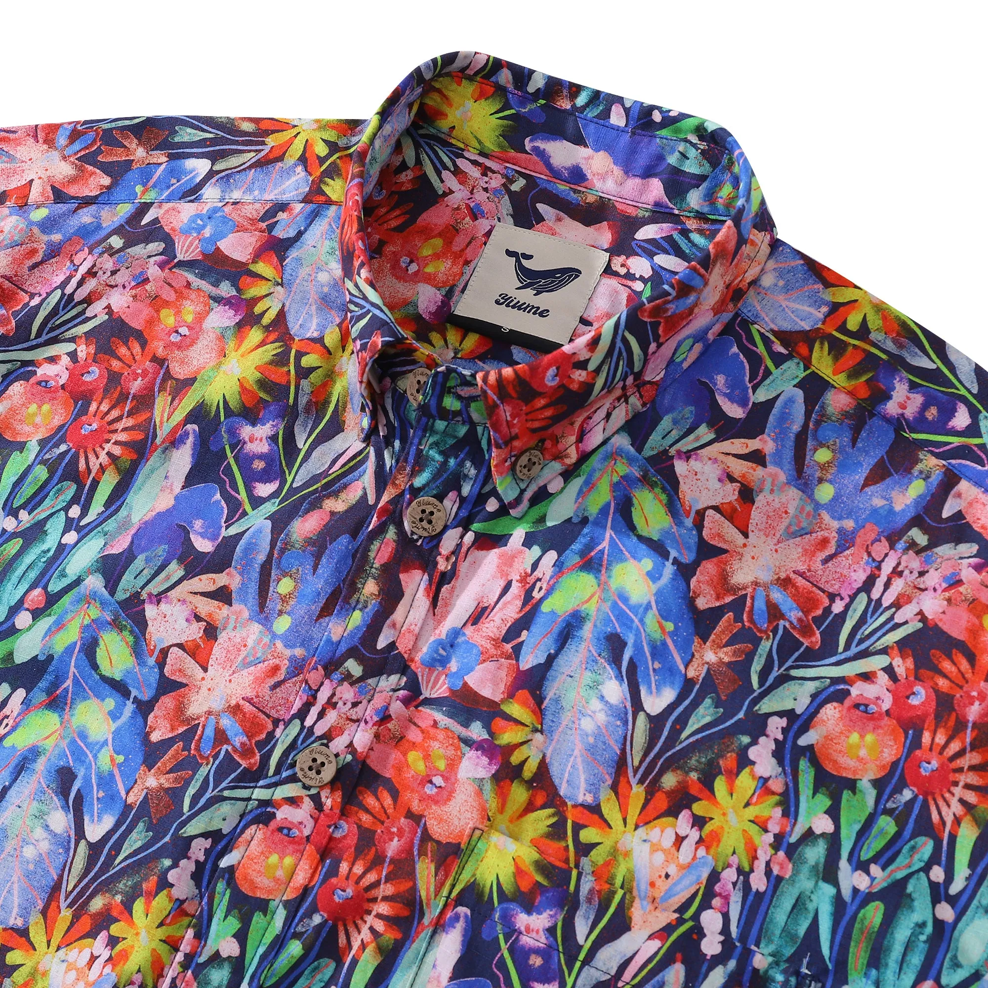 Yiume 1930s Hawaiian Shirt For Men Floral Canvas Cotton Button-down Short Sleeve Camp Shirt Floral Canvas By Maria Montiel sold by Yiume product image thumbnail 2