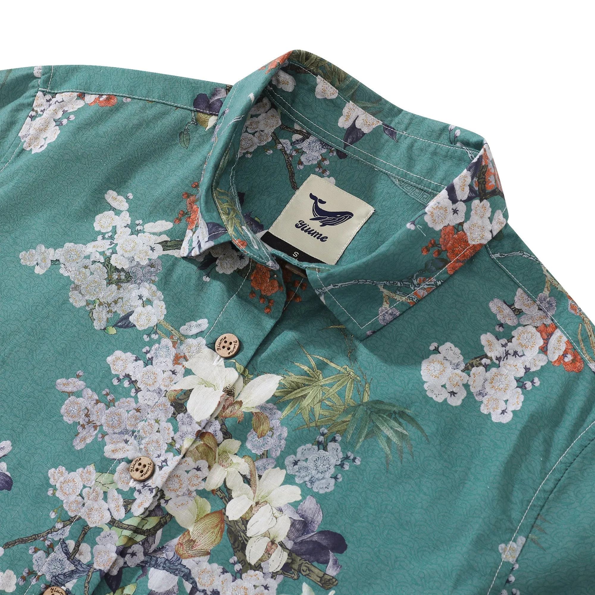 Women's Hawaiian Shirt Short Sleeve Button-up Flowers Print Cotton Shirt Elegant Plum Fragrance sold by Yiume product image thumbnail 2
