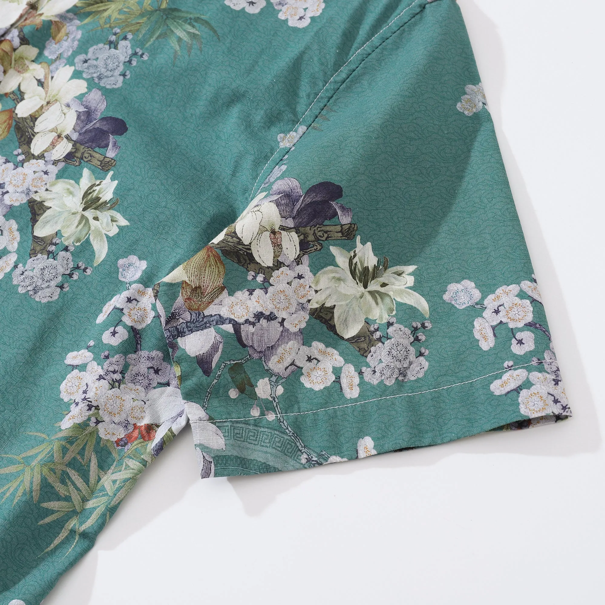 Women's Hawaiian Shirt Short Sleeve Button-up Flowers Print Cotton Shirt Elegant Plum Fragrance sold by Yiume product image thumbnail 3